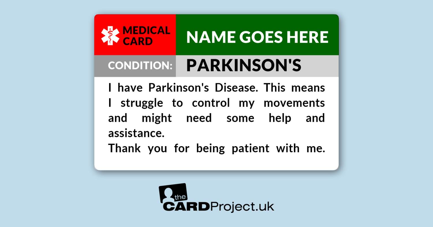 Parkinson's Disease Awareness Medical ID Card  (FRONT)